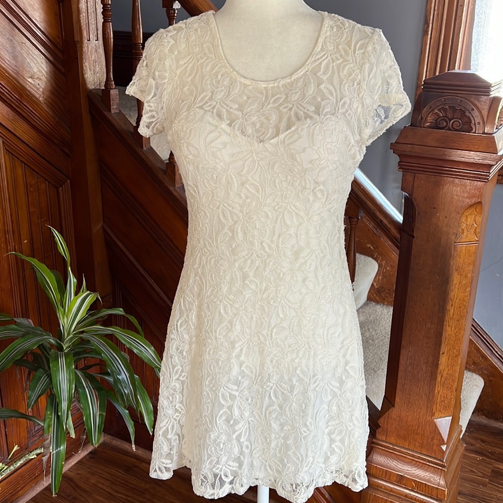 Creamy White Lace Dress Sz L